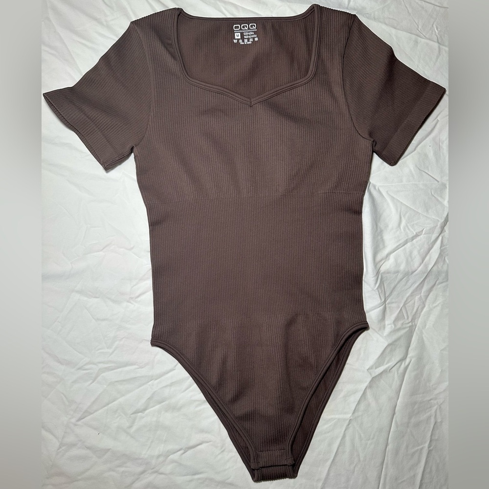 Women’s Brown Short Sleeve  Bodysuit
